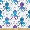 Ambesonne Octopus Fabric by The Yard, Mosaic Pattern Marine Animal Silhouettes Abstract Nautical Polygonal Design, Decorative Fabric for Upholstery and Home Accents, 3 Yards, White Purple